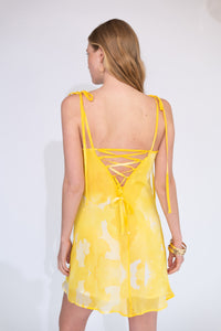 Lace Up Mini Dress [Yellow Ink]