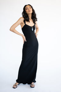 Tiny Ruffle Maxi Dress [Black]