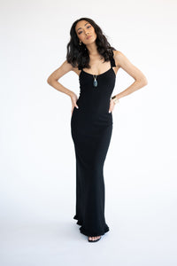 Tiny Ruffle Maxi Dress [Black]