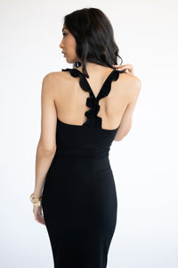 Tiny Ruffle Maxi Dress [Black]