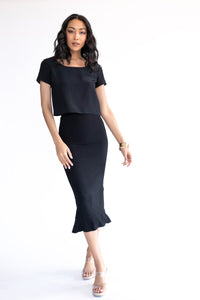 Wave Midi Skirt [Black]